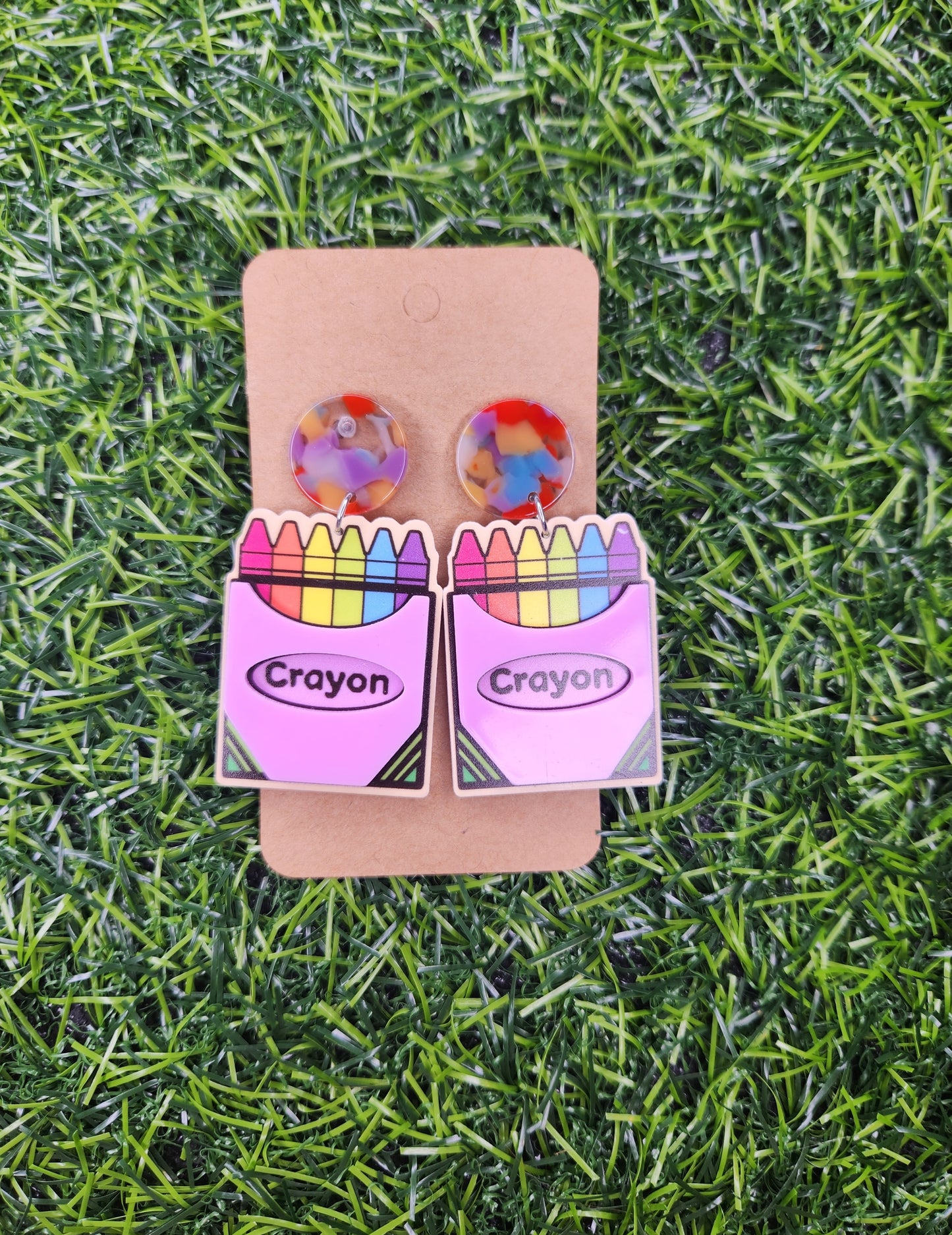Large Crayon Box Stud Dangle Earrings
