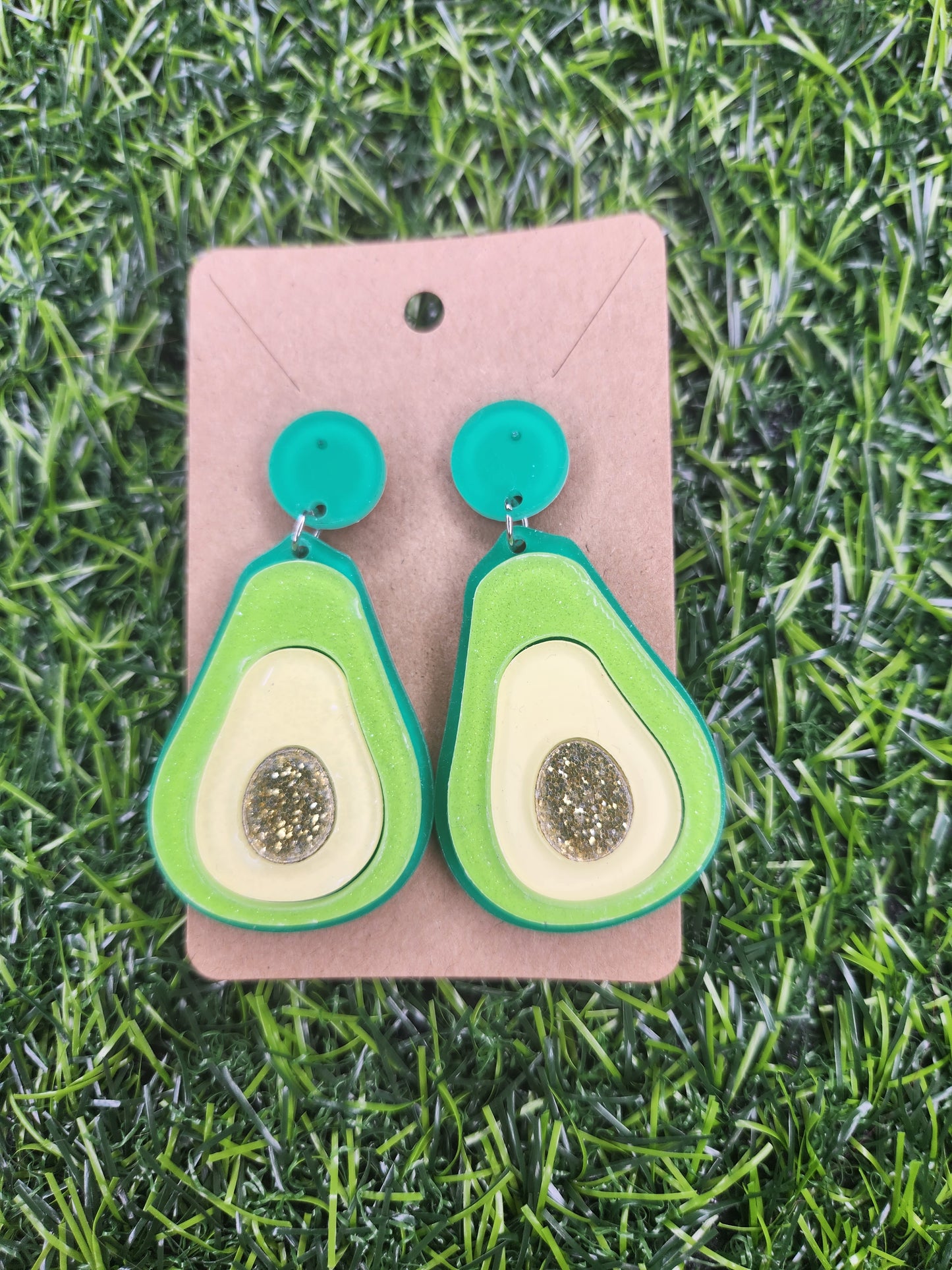 Avocado Large Glitter Dangles