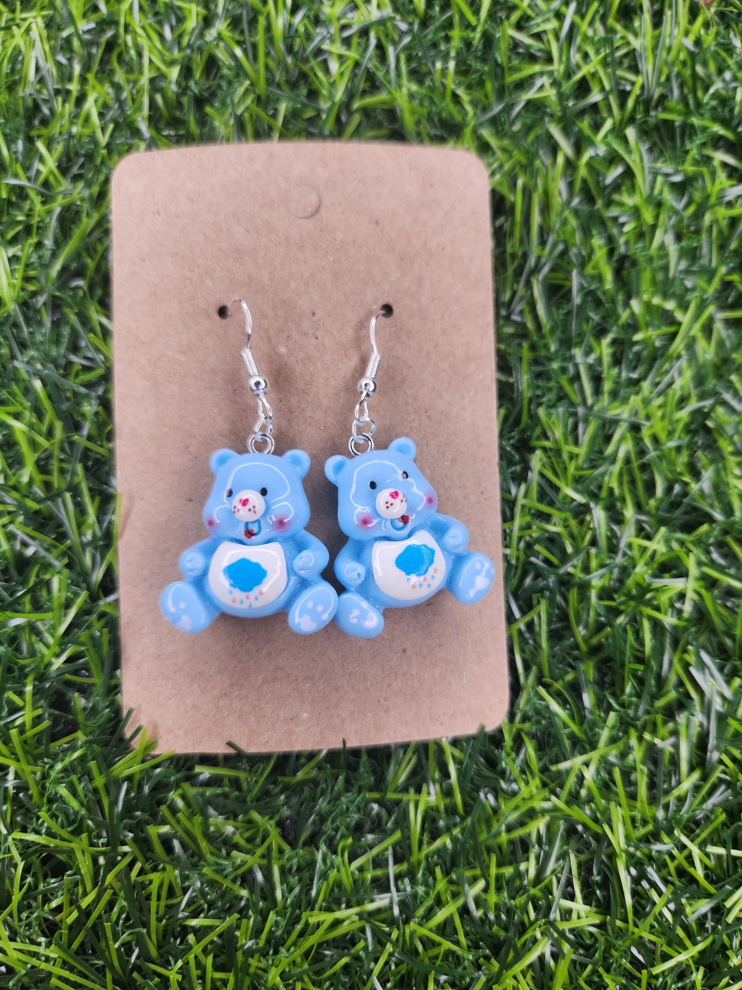 Blue Care Bear Dangle Earrings