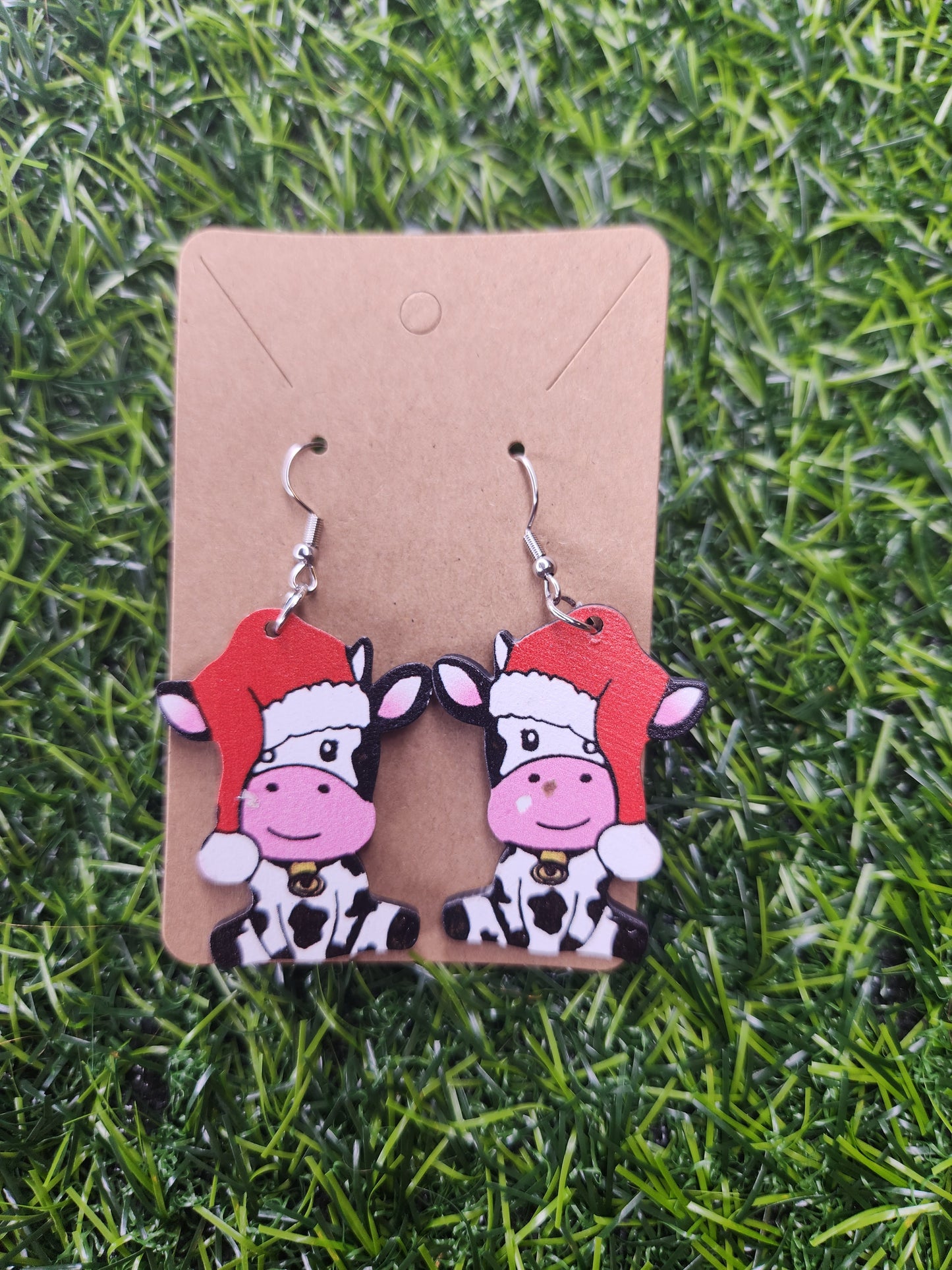 Christmas Cow Dangle Earrings