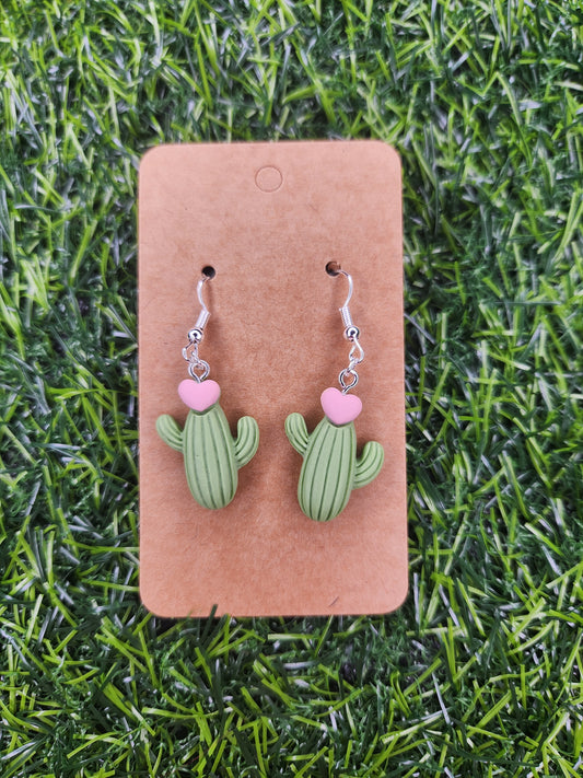 Heart Cactus Dangle Earings