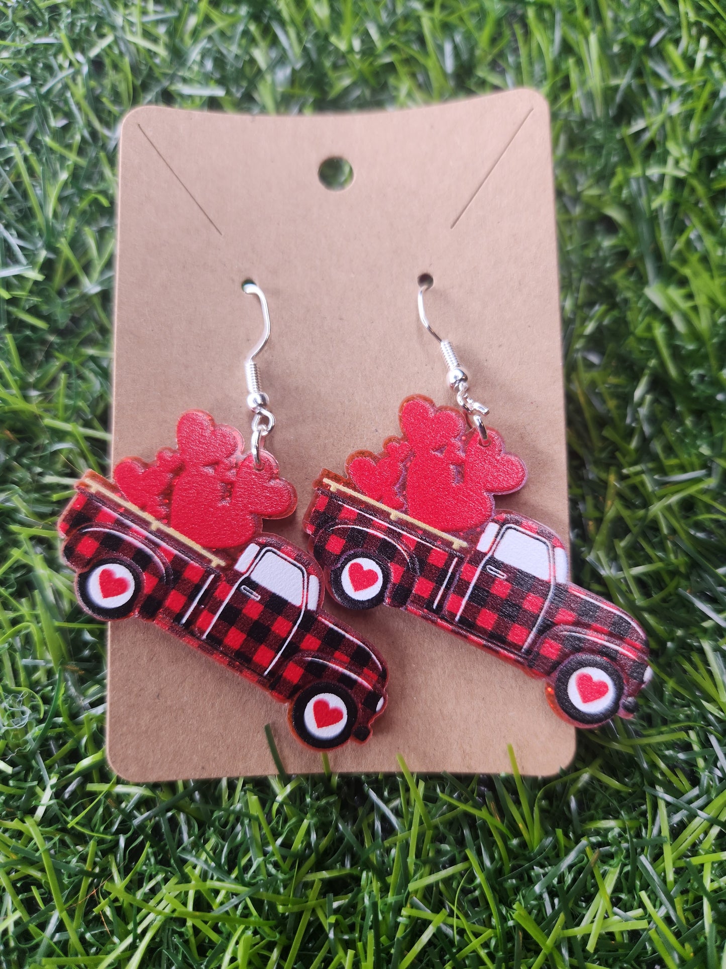 Large Cute Red Valentines Ute Heart Hook Dangle Earrings