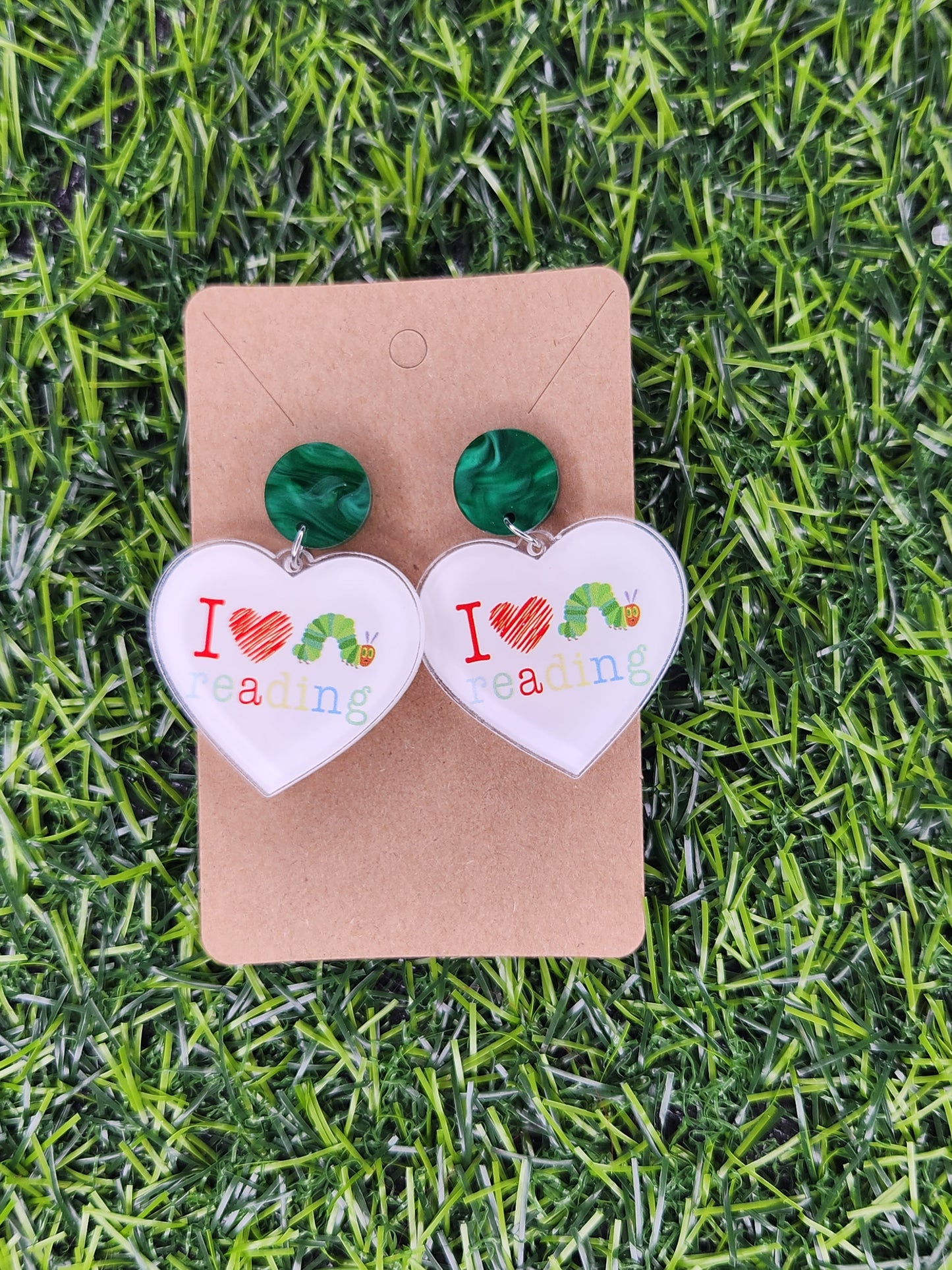 Hungry Caterpillar I Love Reading Stud Dangle Earrings